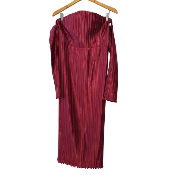 L’IDÉE Gatsby Pleated Oxblood Midi Dress Size L NWT Anthropologie - Picture 3 of 16